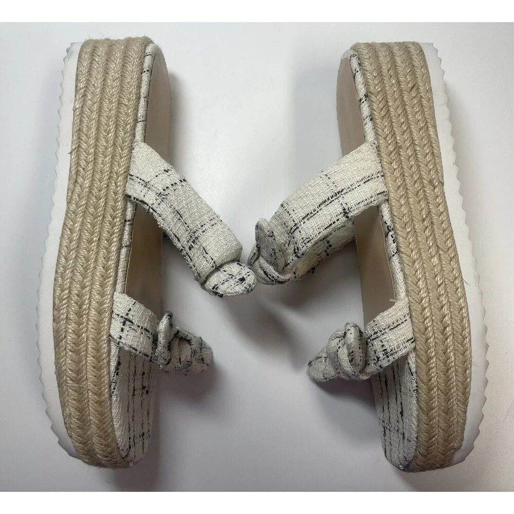 Stuart Weitzman Bandeau Tweed Bow Espadrille Sandal Sz 8.5 New W/O Tag